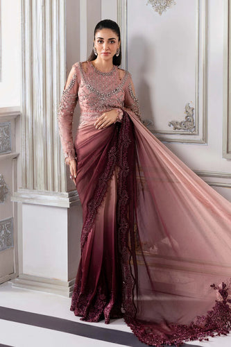 MARIA.B EMBROIDERED 2025 Unstitched Embroidered Chiffon Saree | BD-3001